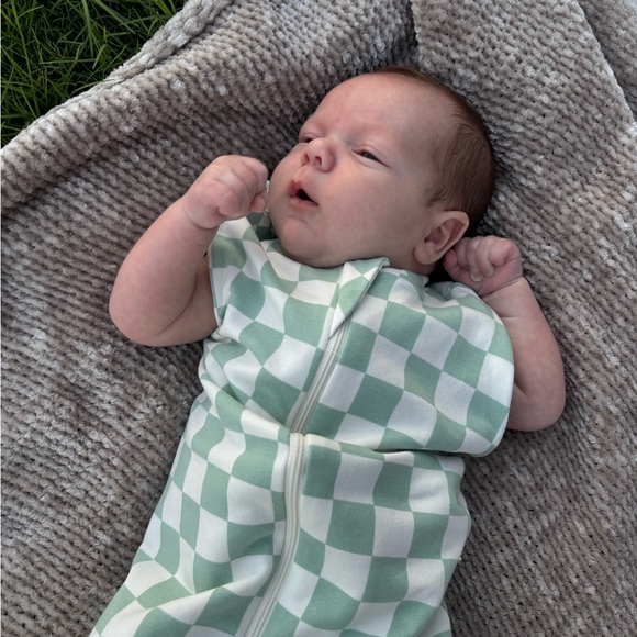 Mint Green Checkered Baby sleep sack - Picture 4 of 5